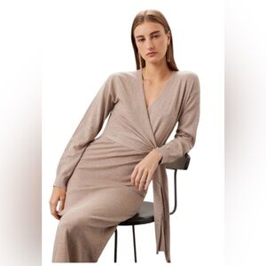 Modern Citizen Lenese Wrap Sweater Midi Dress New Shiitake Size Medium NWT
